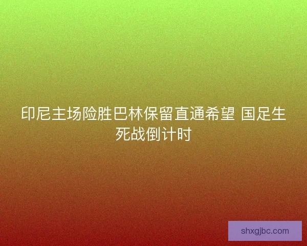印尼主场险胜巴林保留直通希望 国足生死战倒计时